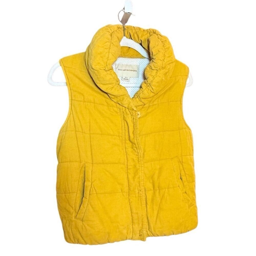 Anthropologie Pilcro and the Letterpress Puffy Quilted Mustard Yellow Vest Zip-u